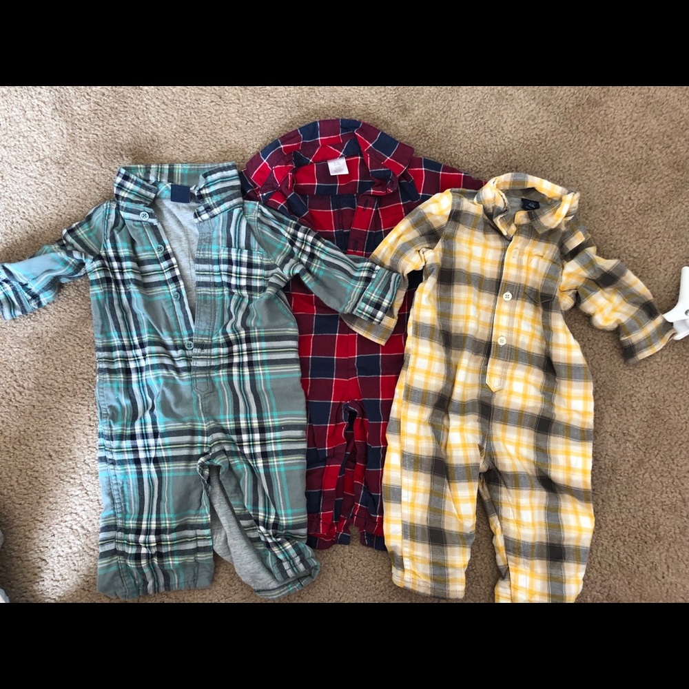 3 piece plaid set baby onesies